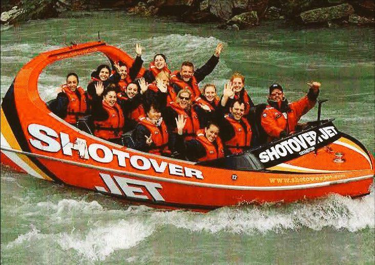 Carrie Green-Zinn and her daughters in a Shooter Jet boat in Queensland, New Zealand