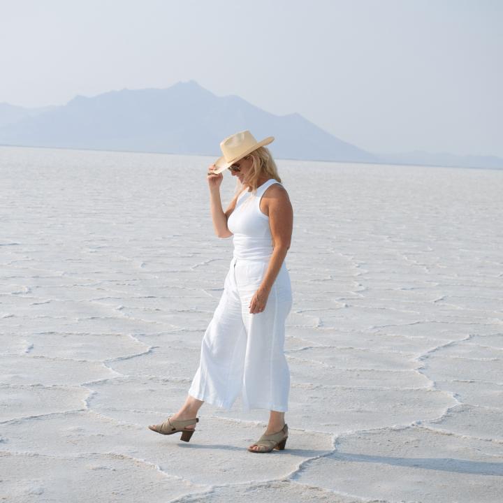 Carrie at the Bonneville Salt Flats