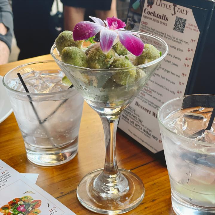 Appetizers at a restaurant in Laguna Beach, California
