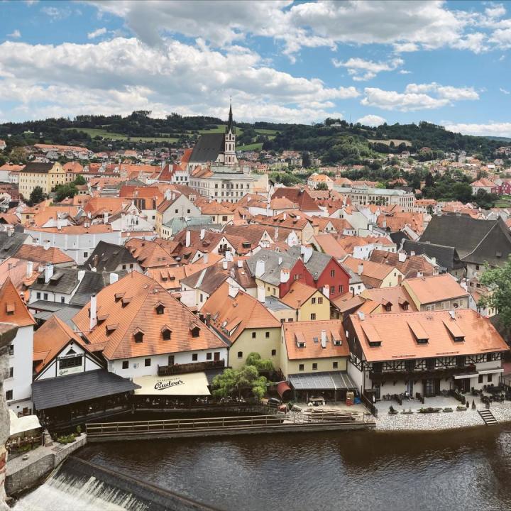A view of Cesky Krumlov from the castle