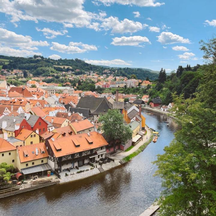 A view of Czesky Krumlov from the castle
