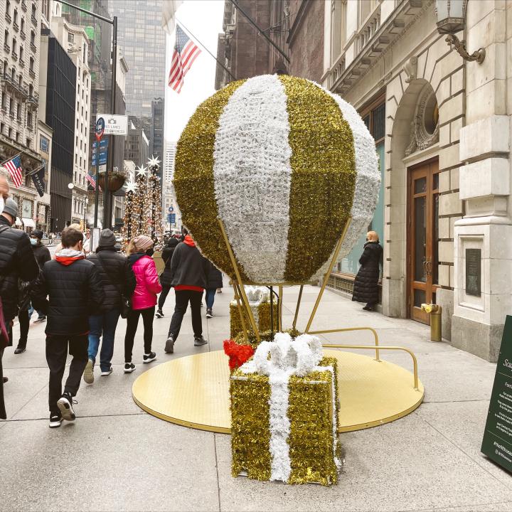 Christmas Balloon decorations on Fifth Ave in NYC