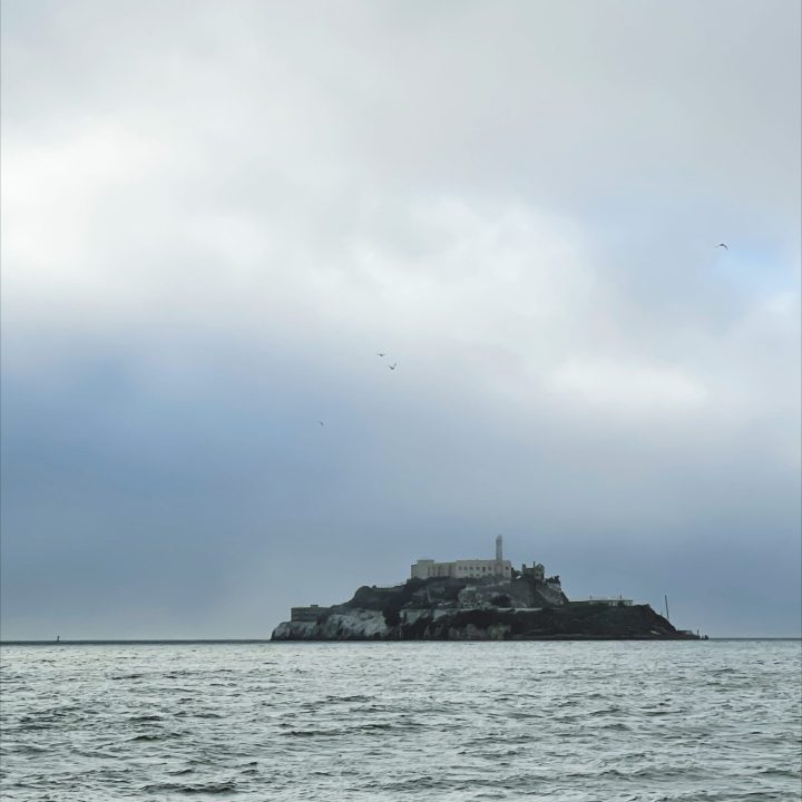 The view of Alcatraz Island while on a San Francisco Sunset Cruise