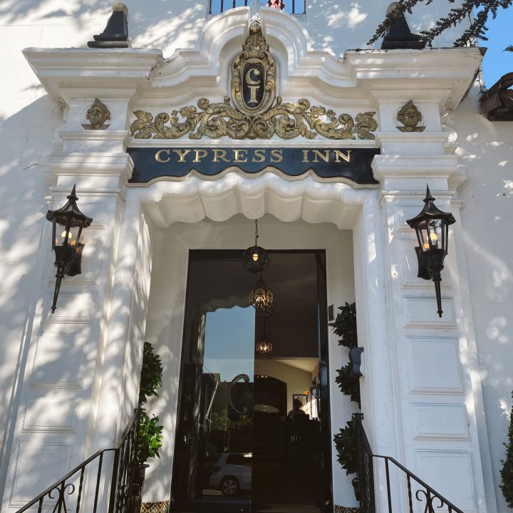 The front of the Cypress Inn a hotel in Carmel with an Ocean View