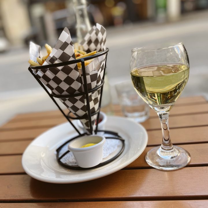 Wine and Fries at Cafe De La Press in San Francisco