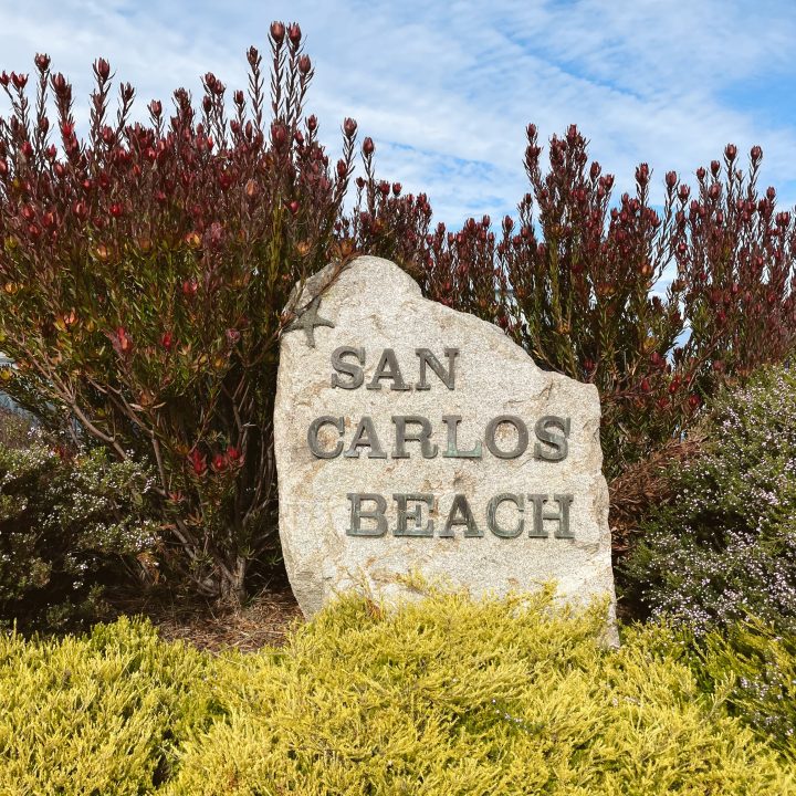 A sign for the San Carlos Beach in Monterey
