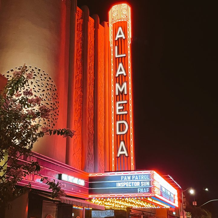 Alameda Theater & Cineplex at night