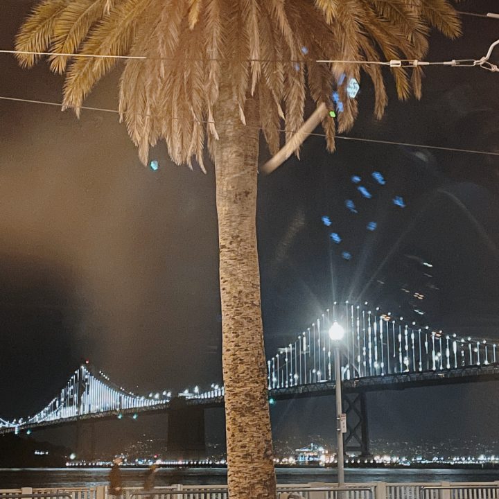 The Bay Bridge during a San Francisco Christmas