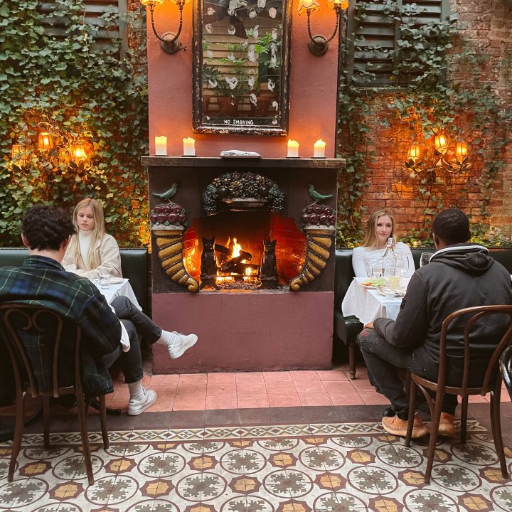 The fireplace at the Waverly Inn in NYC