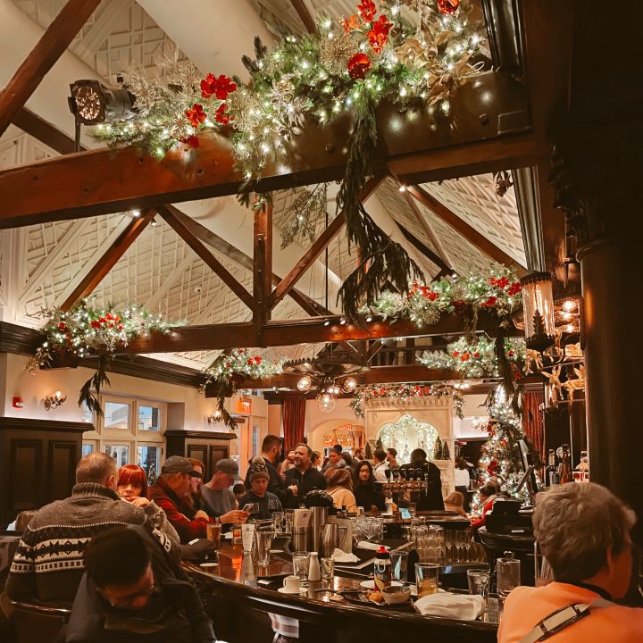 Bar at Tavern on the Green in NYC at Christmas time