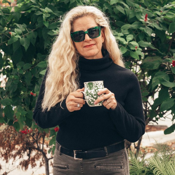 Carrie in her front yard in Alameda