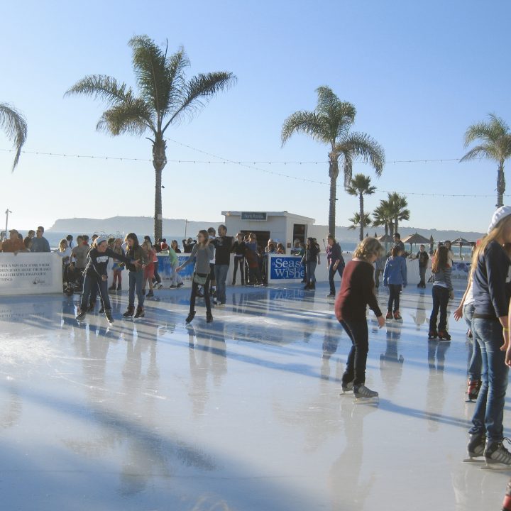 An ice skating rink at Union Square in San Francisco at Christmas time