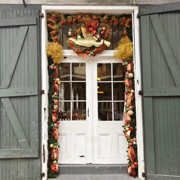 A decorated doorway in New Orleans in January