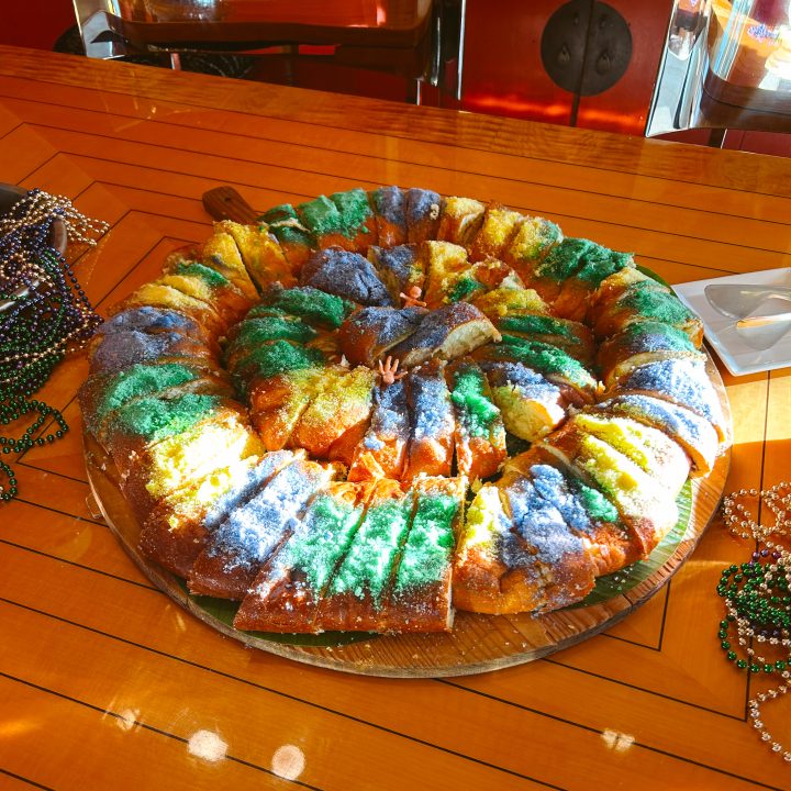 A King Cake served on January 6 in New Orleans