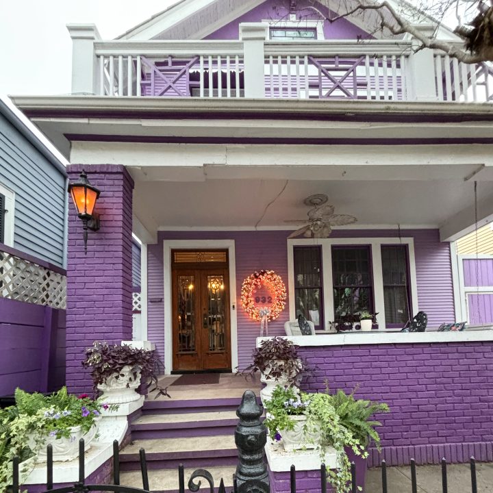 A purple home in the French Quarter in New Orleans in January