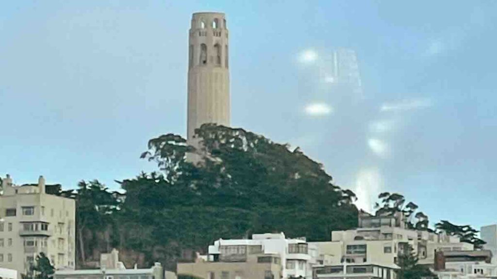 A view of Coit Tower and the Sales Force Building from Fisherman's Wharf