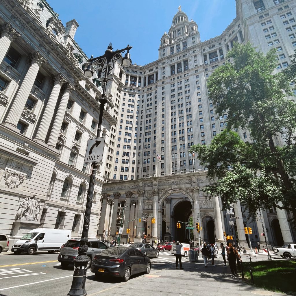 A view of NYC City Hall in Lower Manhattan