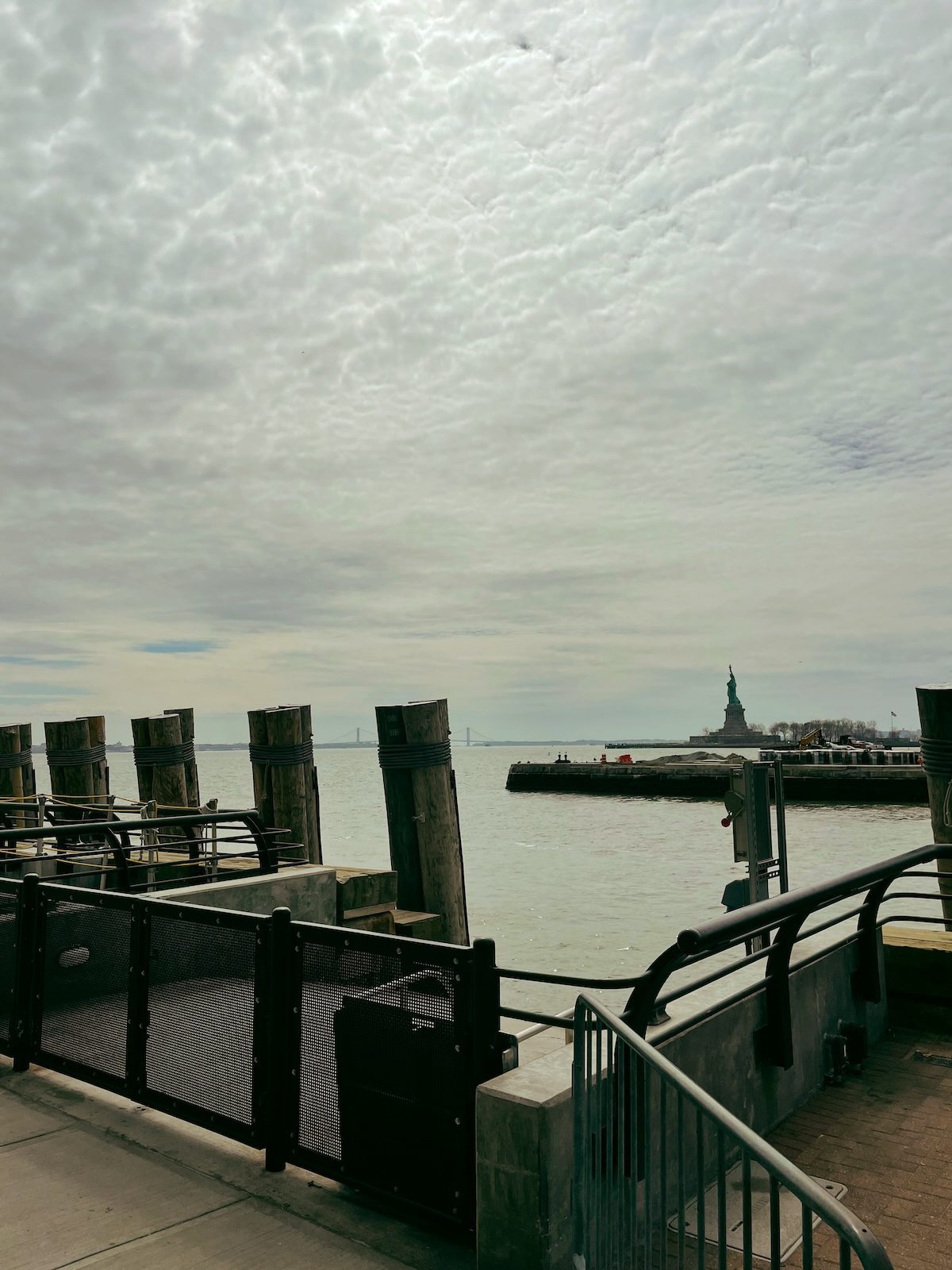 A view of the Statue of Liberty from the ferry dock shows a view that makes the Statue of Liberty worth it.