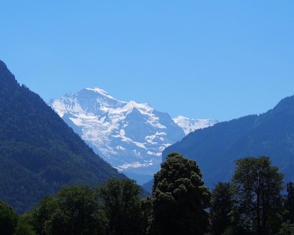 A view of the Swiss Alps in Switzerland above Lucerne
