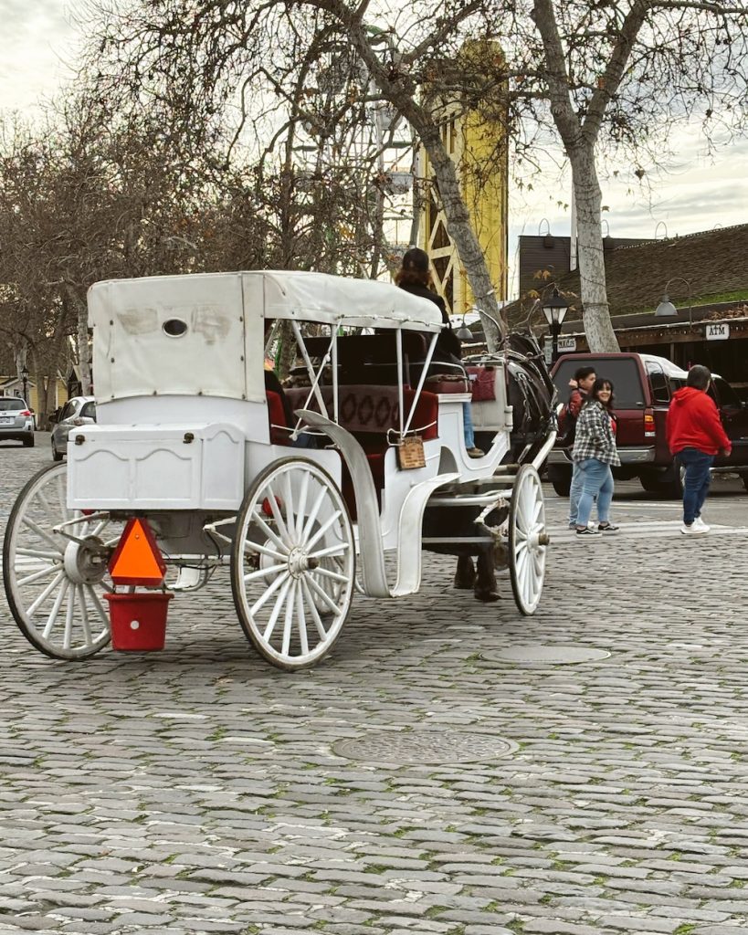 A vintage carriage available for a ride in Old Sacramento is worth it.