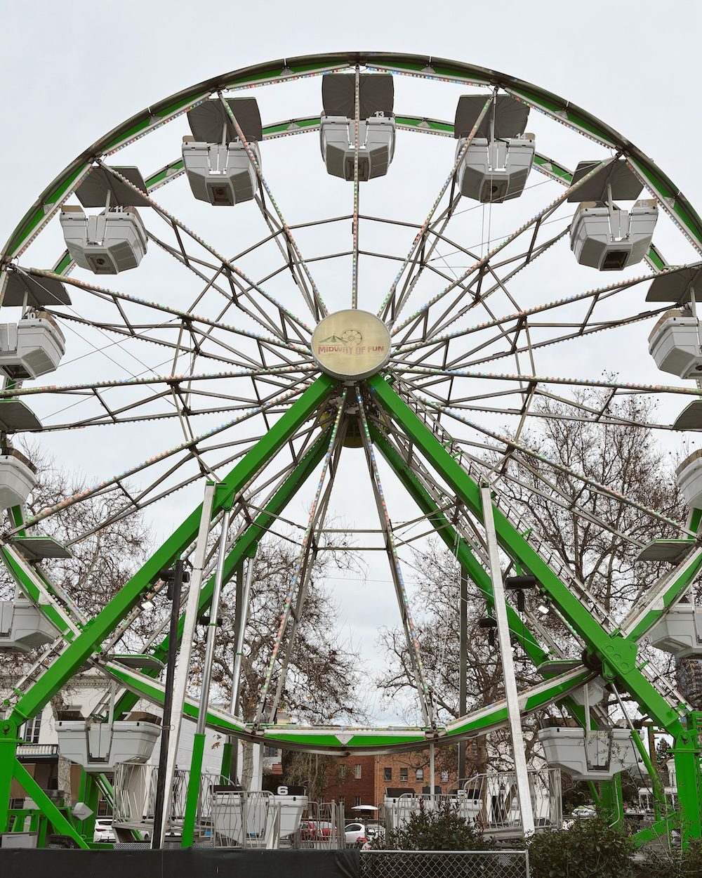 The ferris wheel in the Old Sacramento amusement park