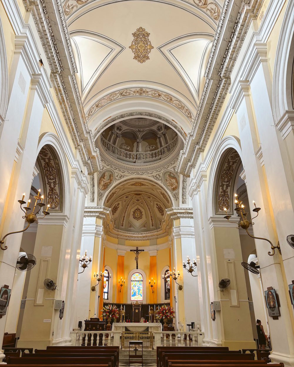 The inside of the ornate cathedral in Old San Juan.