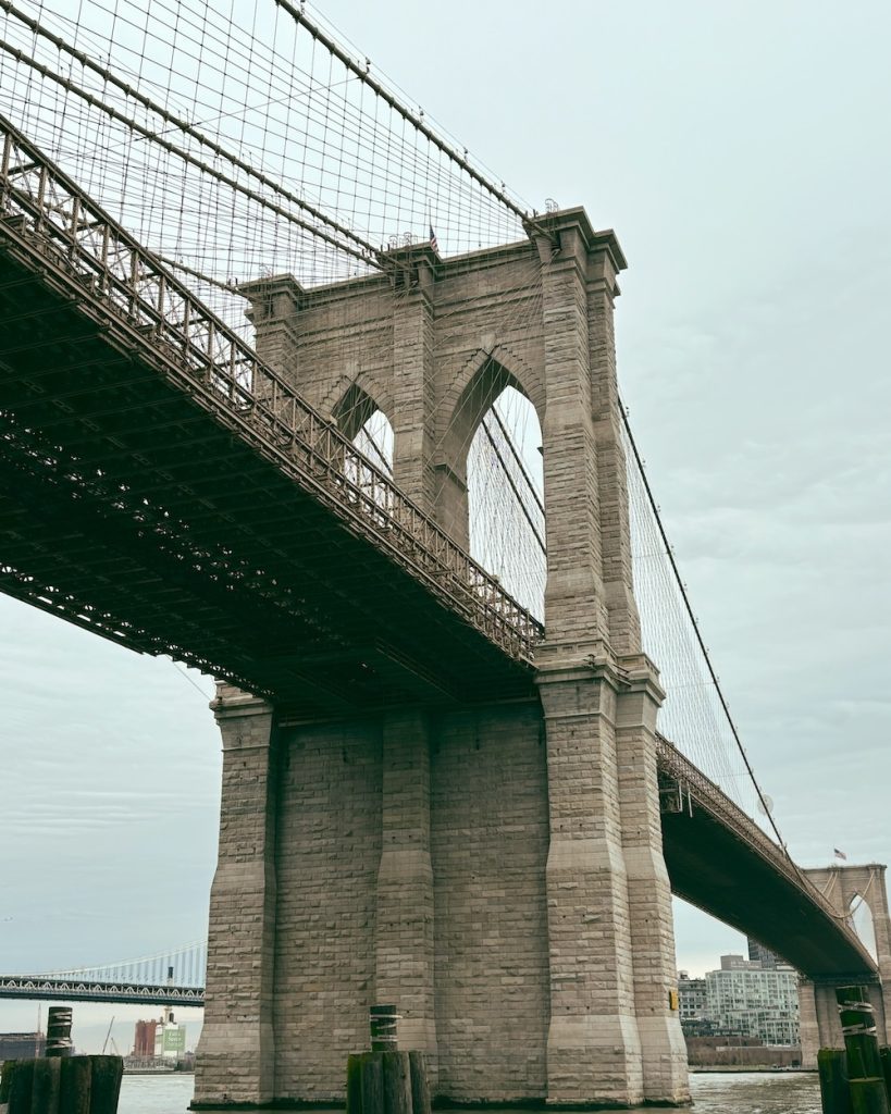 A view of the Brooklyn Bride near South Street Seaport