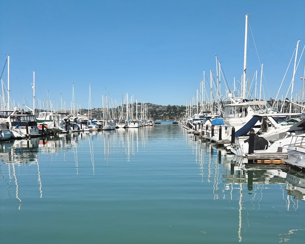 A view of one of the harbor docks in Sausalito