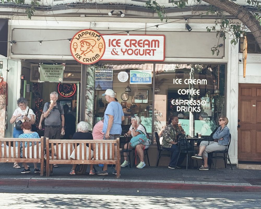 A view of the famous Lappert's Ice Cream shop in Sausalito