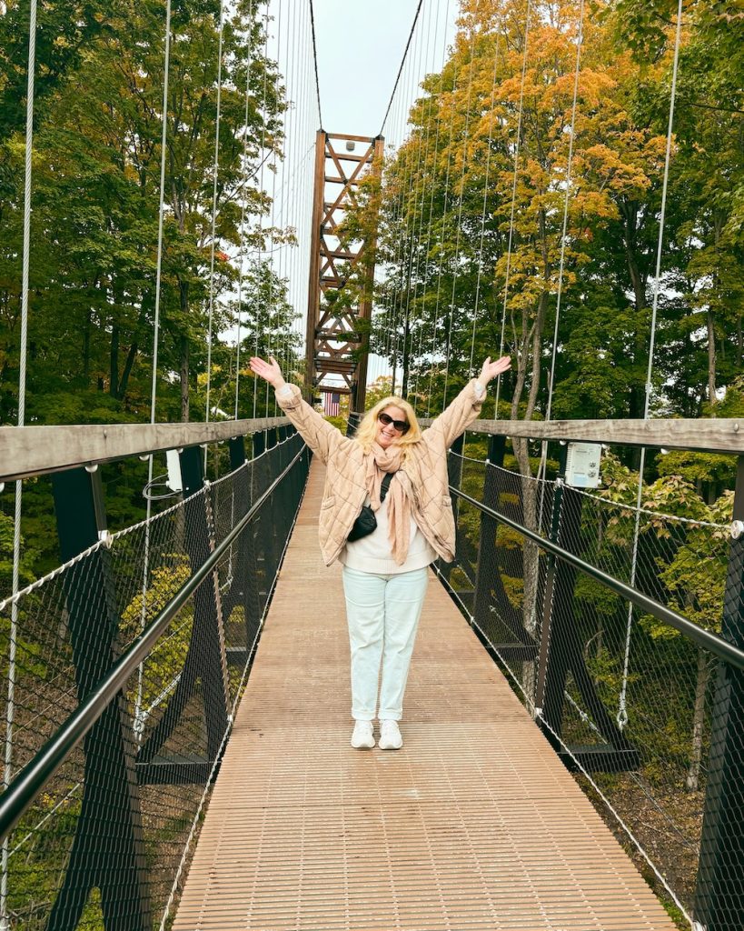 Carrie Green-Zinn on the Boyne Mountain SkyBridge in Boyne, Michigan