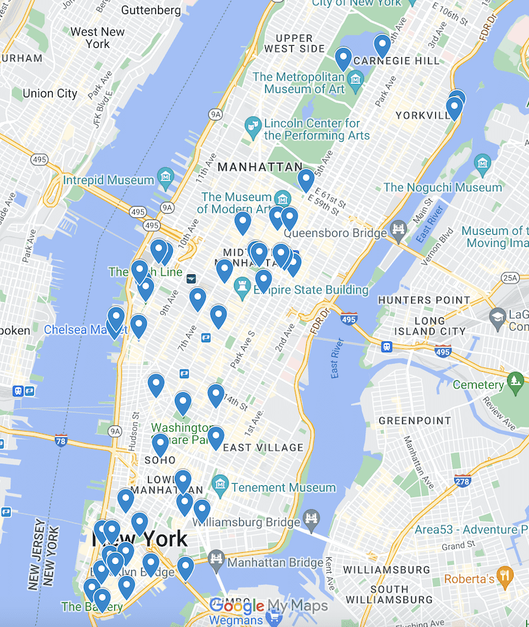 New York City Free Things To Do Map