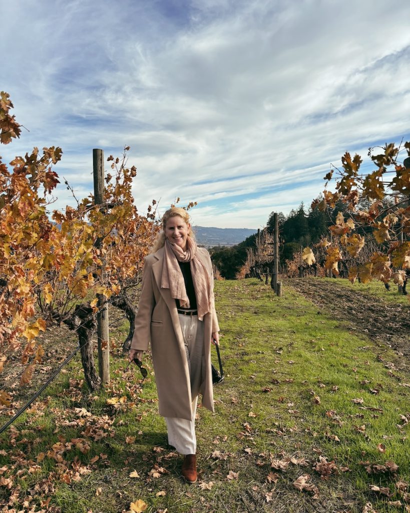 Carrie Green-Zinn in a vineyard in Sonoma, California.