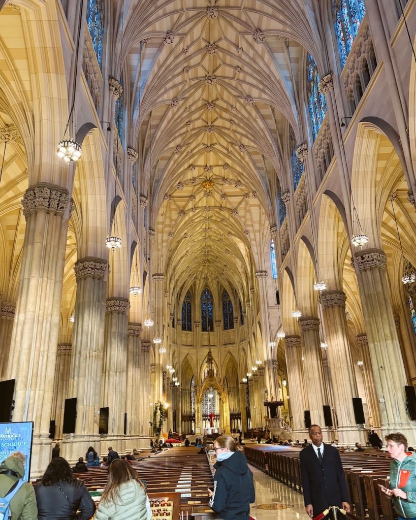 An inside view of St. Patrick's Cathedral in NYC.