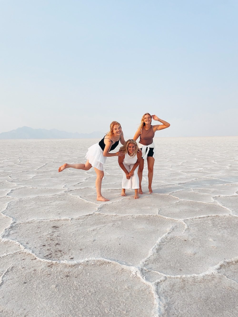 Carrie Green-ZInn and her daughters on the Bonneville Salt Flats in Utah.