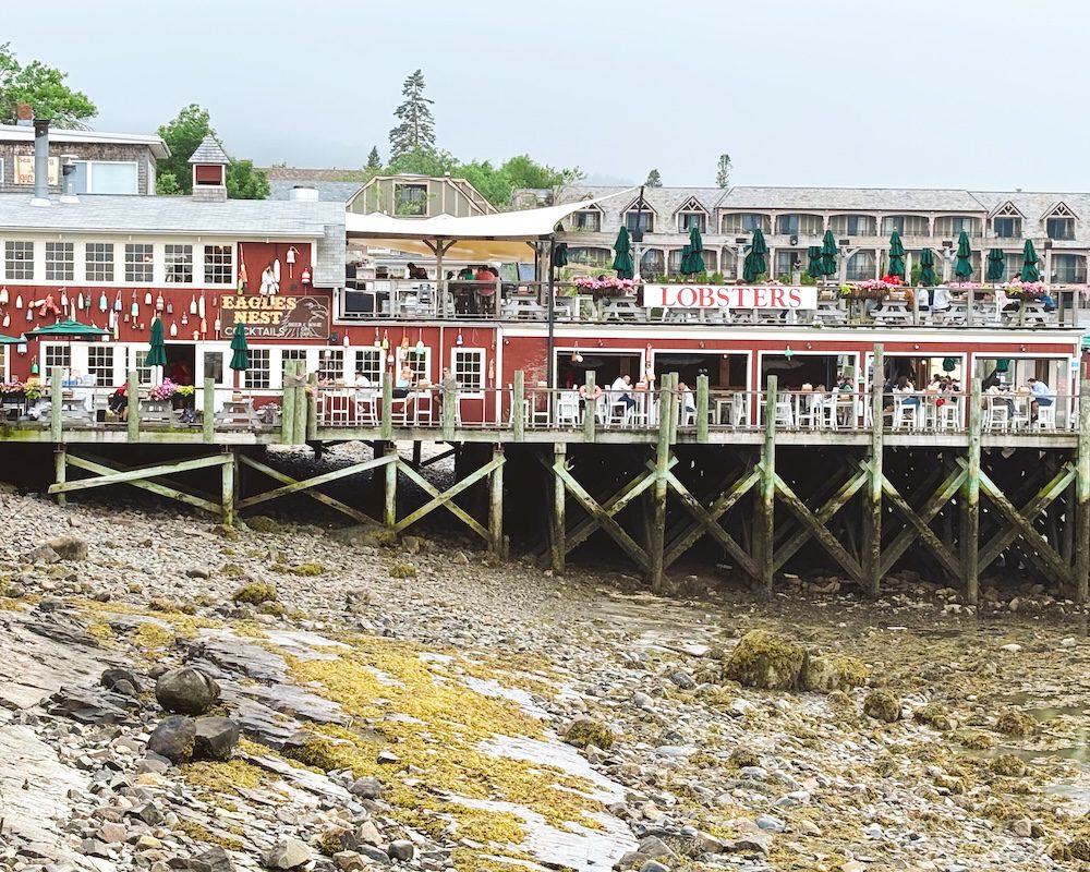 A view of the wharf in Bar Harbor, Maine which is a great place for a mother daughter trip.