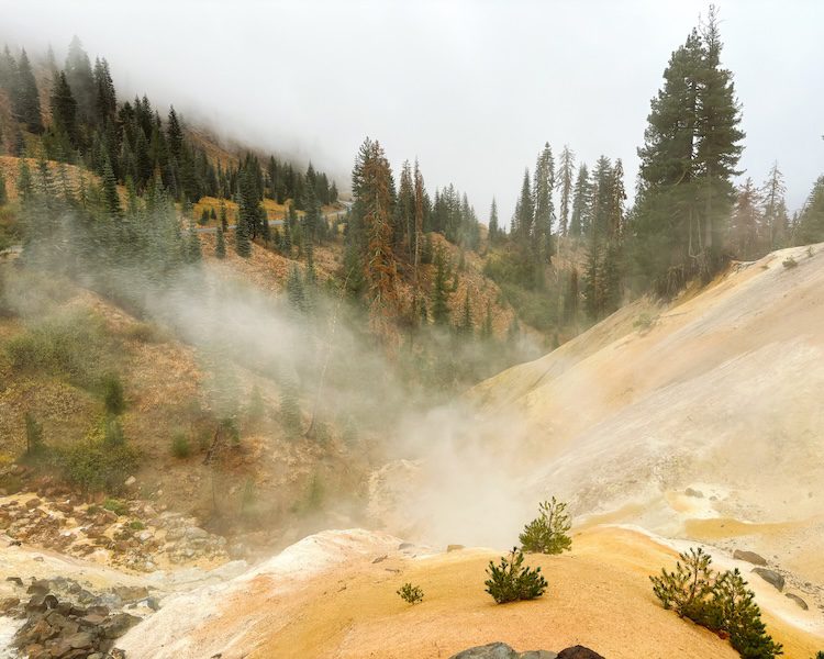 A view of the steam coming up at the Sulphur Works site in Lassen Volcanic National Park