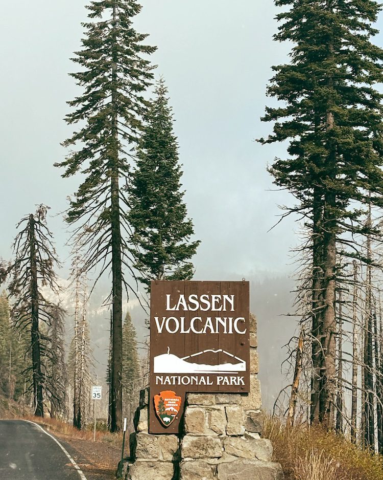 The entrance sign to Lassen Volcanic National Park, California