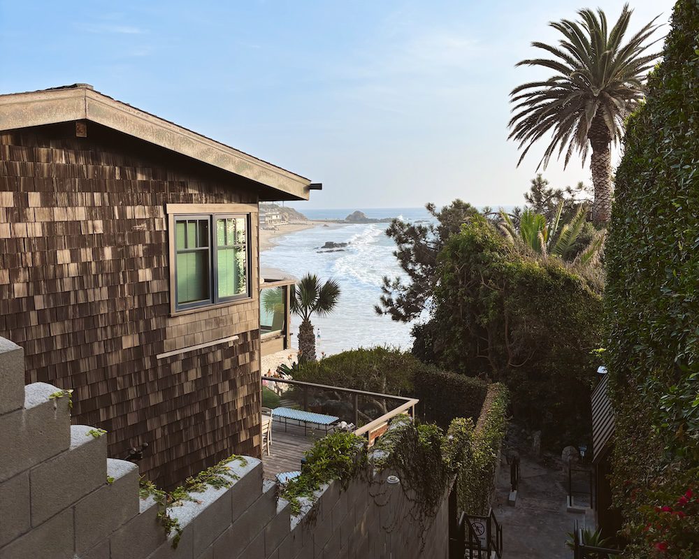 The steps leading down to Victoria beach in Laguna Beach