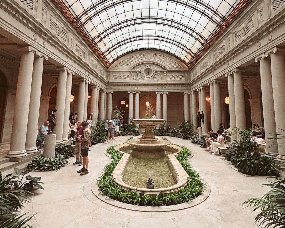 The inner courtyard at The Frick Collection art museum in New York City.