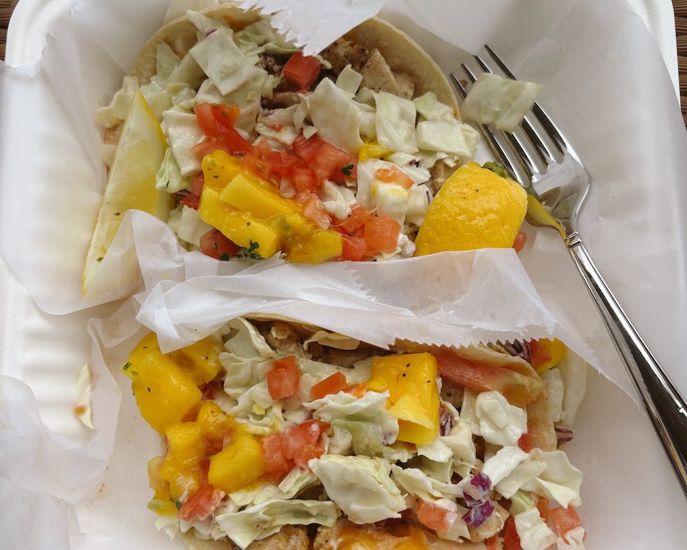 Fish Tacos with mango from Coconuts in Maui