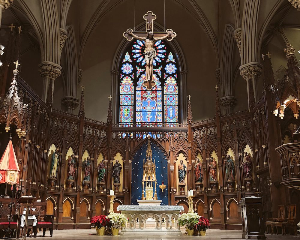 St. Patrick's Basilica in New York City where you can take a tour of the catacombs.