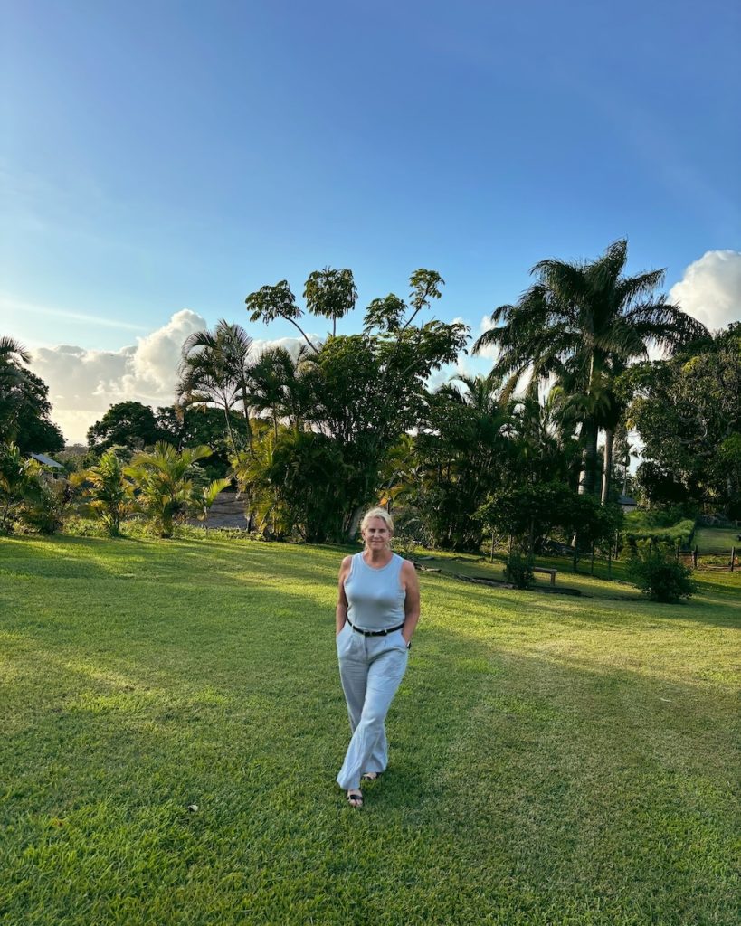 Carrie Green-Zinn in the lush green upcountry of Maui, Hawaii