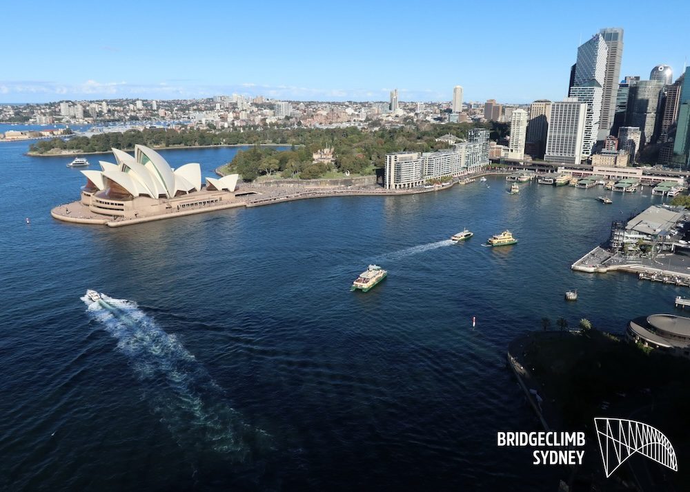 A view from on top of the Sydney Harbor Bridge
