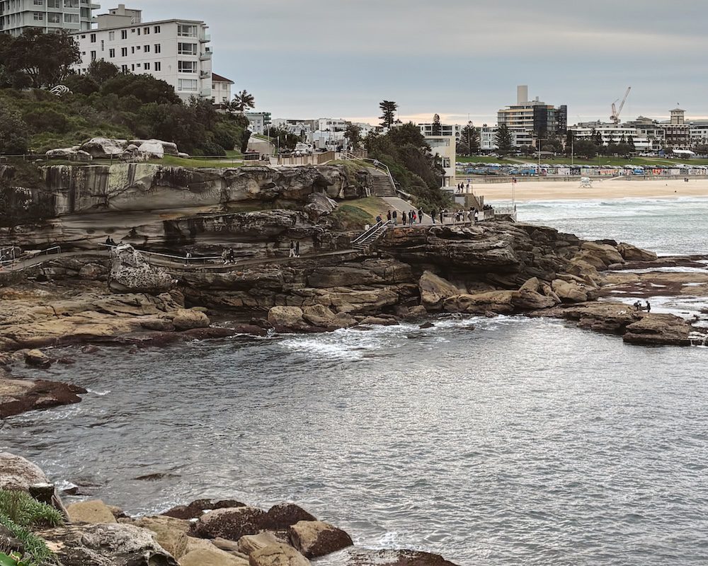 A view of the Coastal Walk at Bondi beach in Sydney