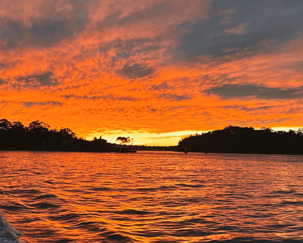 The sunset in Sydney Harbor