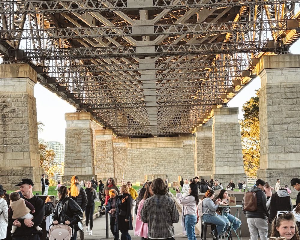 Underneath the Sydney Harbor Bridge walkway