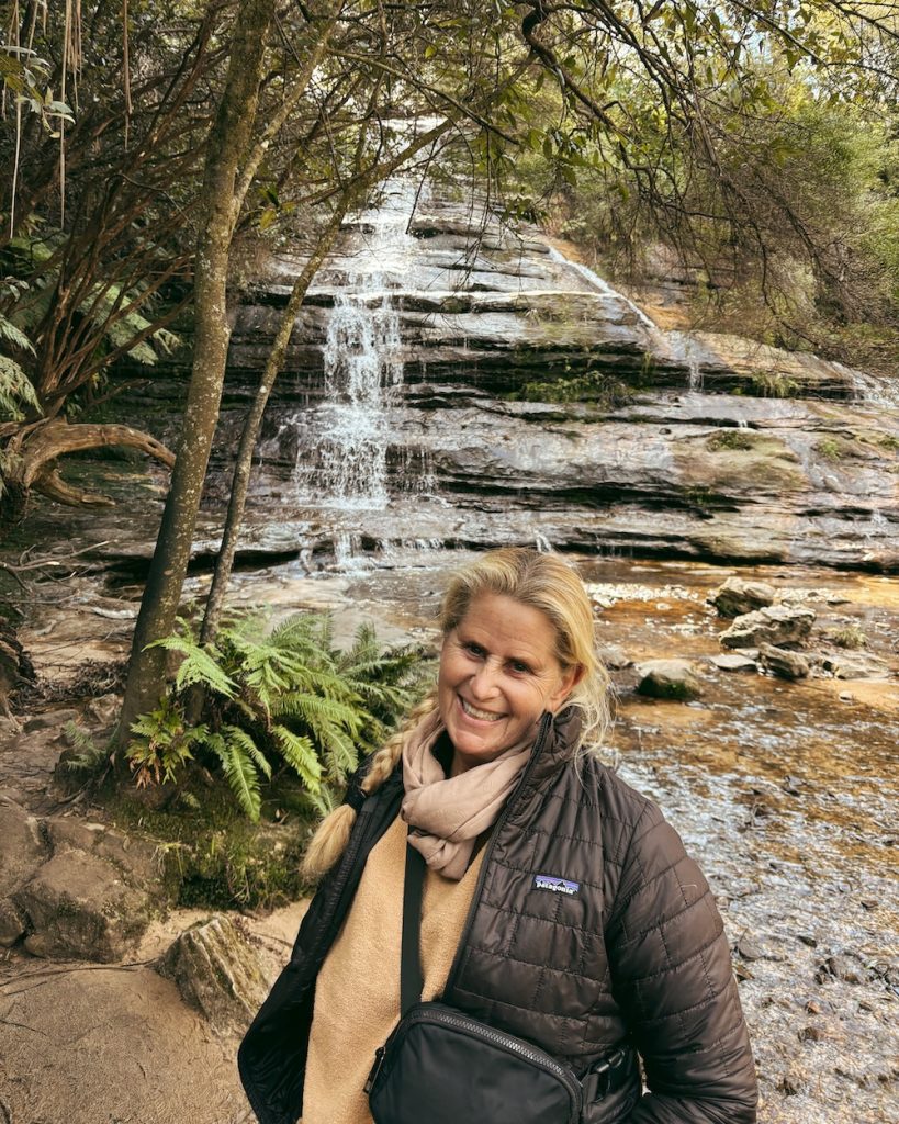 Carrie Green-Zinn at the base of the Katoomba Falls in the Blue Mountains