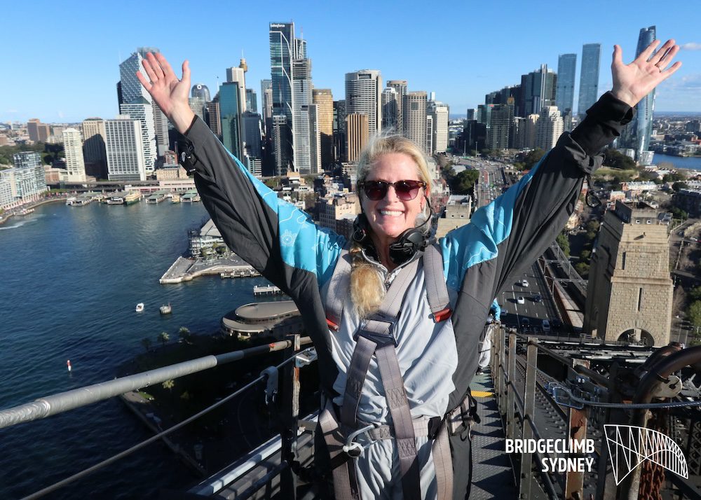 Carrie Green-Zinn atop the Summit of the Sydney Harbor Bridge