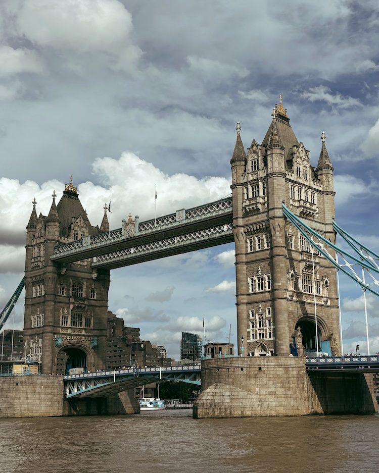 The famous Tower Bridge in London.