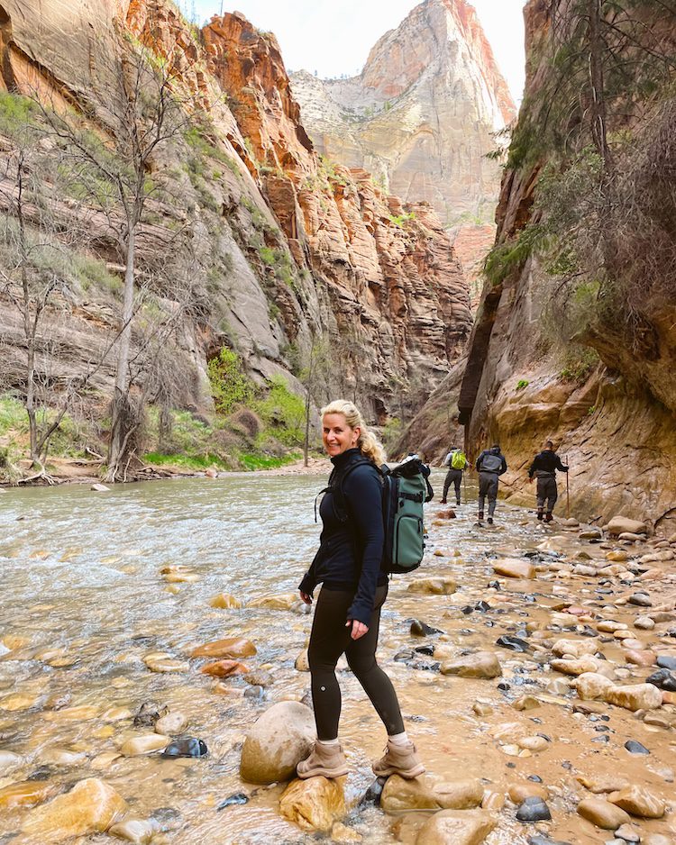Carrie Green-Zinn in the Narrows trail in Zion National Park